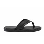 Черни мъжки чехли, естествена кожа - всекидневни обувки за лятото N 100025457