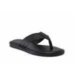 Черни мъжки чехли, естествена кожа - всекидневни обувки за лятото N 100025457