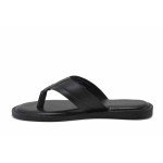 Черни мъжки чехли, естествена кожа - всекидневни обувки за лятото N 100025457