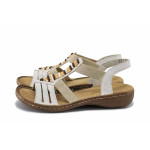 Бежови дамски сандали, здрава еко-кожа - всекидневни обувки за лятото N 100025458