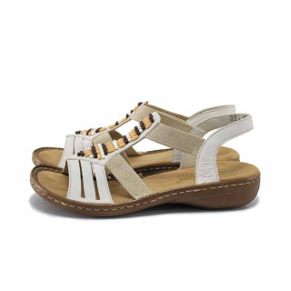 Бежови дамски сандали, здрава еко-кожа - всекидневни обувки за лятото N 100025458