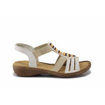 Бежови дамски сандали, здрава еко-кожа - всекидневни обувки за лятото N 100025458