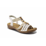 Бежови дамски сандали, здрава еко-кожа - всекидневни обувки за лятото N 100025458