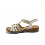 Бежови дамски сандали, здрава еко-кожа - всекидневни обувки за лятото N 100025458