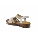 Бежови дамски сандали, здрава еко-кожа - всекидневни обувки за лятото N 100025458