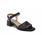 Черни дамски сандали, естествена кожа - ежедневни обувки за лятото N 100025460