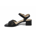 Черни дамски сандали, естествена кожа - ежедневни обувки за лятото N 100025460