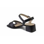 Черни дамски сандали, естествена кожа - ежедневни обувки за лятото N 100025460