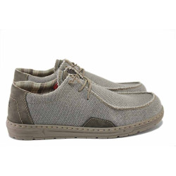Сиви дамски мокасини, текстилна материя - всекидневни обувки за пролетта и лятото N 100025477