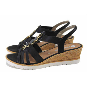 Черни дамски сандали, здрава еко-кожа - всекидневни обувки за лятото N 100025479