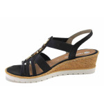 Черни дамски сандали, здрава еко-кожа - всекидневни обувки за лятото N 100025479