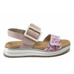 Розови дамски сандали, здрава еко-кожа - ежедневни обувки за лятото N 100025480