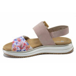 Розови дамски сандали, здрава еко-кожа - ежедневни обувки за лятото N 100025480
