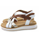 Бели дамски сандали, естествена кожа - всекидневни обувки за лятото N 100025481