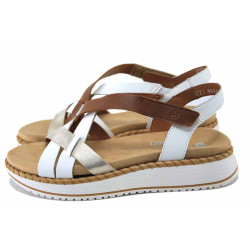 Бели дамски сандали, естествена кожа - всекидневни обувки за лятото N 100025481