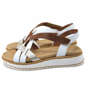 Бели дамски сандали, естествена кожа - всекидневни обувки за лятото N 100025481