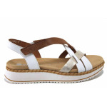 Бели дамски сандали, естествена кожа - всекидневни обувки за лятото N 100025481