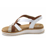 Бели дамски сандали, естествена кожа - всекидневни обувки за лятото N 100025481