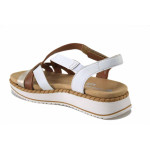 Бели дамски сандали, естествена кожа - всекидневни обувки за лятото N 100025481