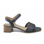 Сини дамски сандали, естествена кожа - всекидневни обувки за лятото N 100025488