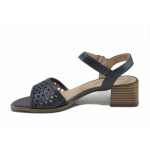 Сини дамски сандали, естествена кожа - всекидневни обувки за лятото N 100025488
