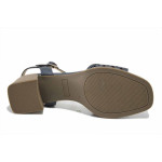 Сини дамски сандали, естествена кожа - всекидневни обувки за лятото N 100025488