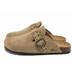 Бежови дамски чехли, качествен еко-велур - ежедневни обувки за лятото N 100025490