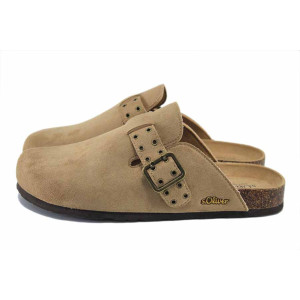 Бежови дамски чехли, качествен еко-велур - ежедневни обувки за лятото N 100025490