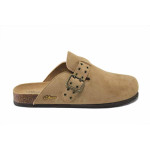 Бежови дамски чехли, качествен еко-велур - ежедневни обувки за лятото N 100025490