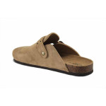 Бежови дамски чехли, качествен еко-велур - ежедневни обувки за лятото N 100025490