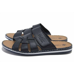 Сини мъжки чехли, естествена кожа - всекидневни обувки за лятото N 100025491