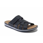 Сини мъжки чехли, естествена кожа - всекидневни обувки за лятото N 100025491