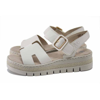 Светлобежови дамски сандали, здрава еко-кожа - ежедневни обувки за лятото N 100025492