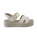Светлобежови дамски сандали, здрава еко-кожа - ежедневни обувки за лятото N 100025492