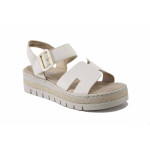 Светлобежови дамски сандали, здрава еко-кожа - ежедневни обувки за лятото N 100025492