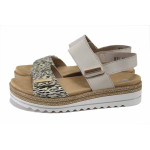 Бежови дамски сандали, естествена кожа - ежедневни обувки за лятото N 100025494