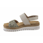 Бежови дамски сандали, естествена кожа - ежедневни обувки за лятото N 100025494