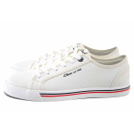 Бели мъжки маратонки, текстилна материя - спортни кецове за пролетта и лятото N 100025499