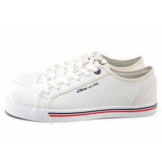 Бели мъжки маратонки, текстилна материя - спортни кецове за пролетта и лятото N 100025499