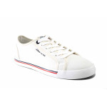 Бели мъжки маратонки, текстилна материя - спортни кецове за пролетта и лятото N 100025499