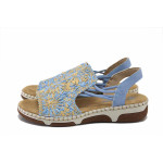 Сини дамски сандали, здрава еко-кожа - ежедневни обувки за лятото N 100025501