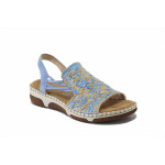 Сини дамски сандали, здрава еко-кожа - ежедневни обувки за лятото N 100025501