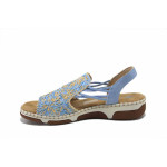 Сини дамски сандали, здрава еко-кожа - ежедневни обувки за лятото N 100025501