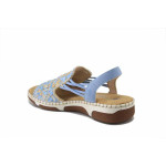 Сини дамски сандали, здрава еко-кожа - ежедневни обувки за лятото N 100025501