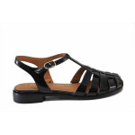 Черни дамски сандали, лачена еко кожа - ежедневни обувки за пролетта и лятото N 100025503