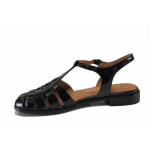 Черни дамски сандали, лачена еко кожа - ежедневни обувки за пролетта и лятото N 100025503