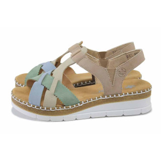 Бежови дамски сандали, здрава еко-кожа - всекидневни обувки за лятото N 100025504