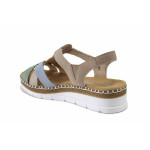 Бежови дамски сандали, здрава еко-кожа - всекидневни обувки за лятото N 100025504