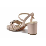 Розови дамски сандали, здрава еко-кожа - всекидневни обувки за лятото N 100025505