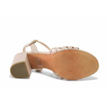 Розови дамски сандали, здрава еко-кожа - всекидневни обувки за лятото N 100025505